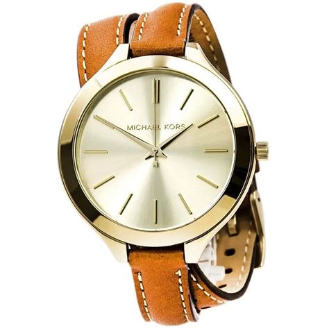 michael kors women's mk2256 runway slim double leather watch|Michael Kors Womens MK2256 .